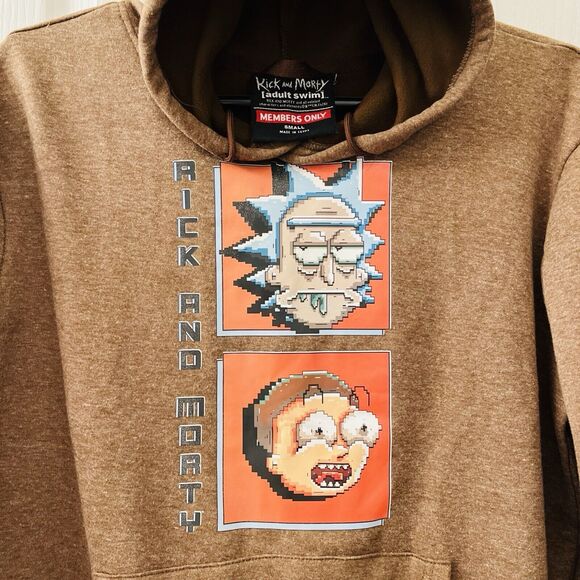Rick and Morty Members Only Hoodie Men’s S Sweatshirt Adult Swim Front Pocket - Picture 2 of 11